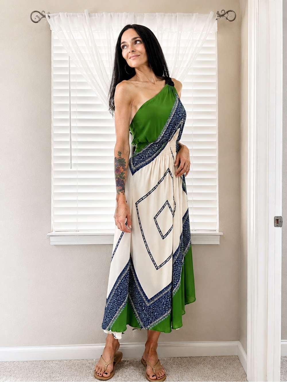 Tory Burch Sloane Silk One Shoulder Asymmetrical Maxi Dress sz6 - Picture 1 of 11